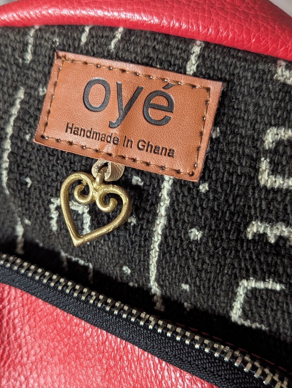 Handcrafted Ghana Small Red Leather Backpack - Picture 4 of 7